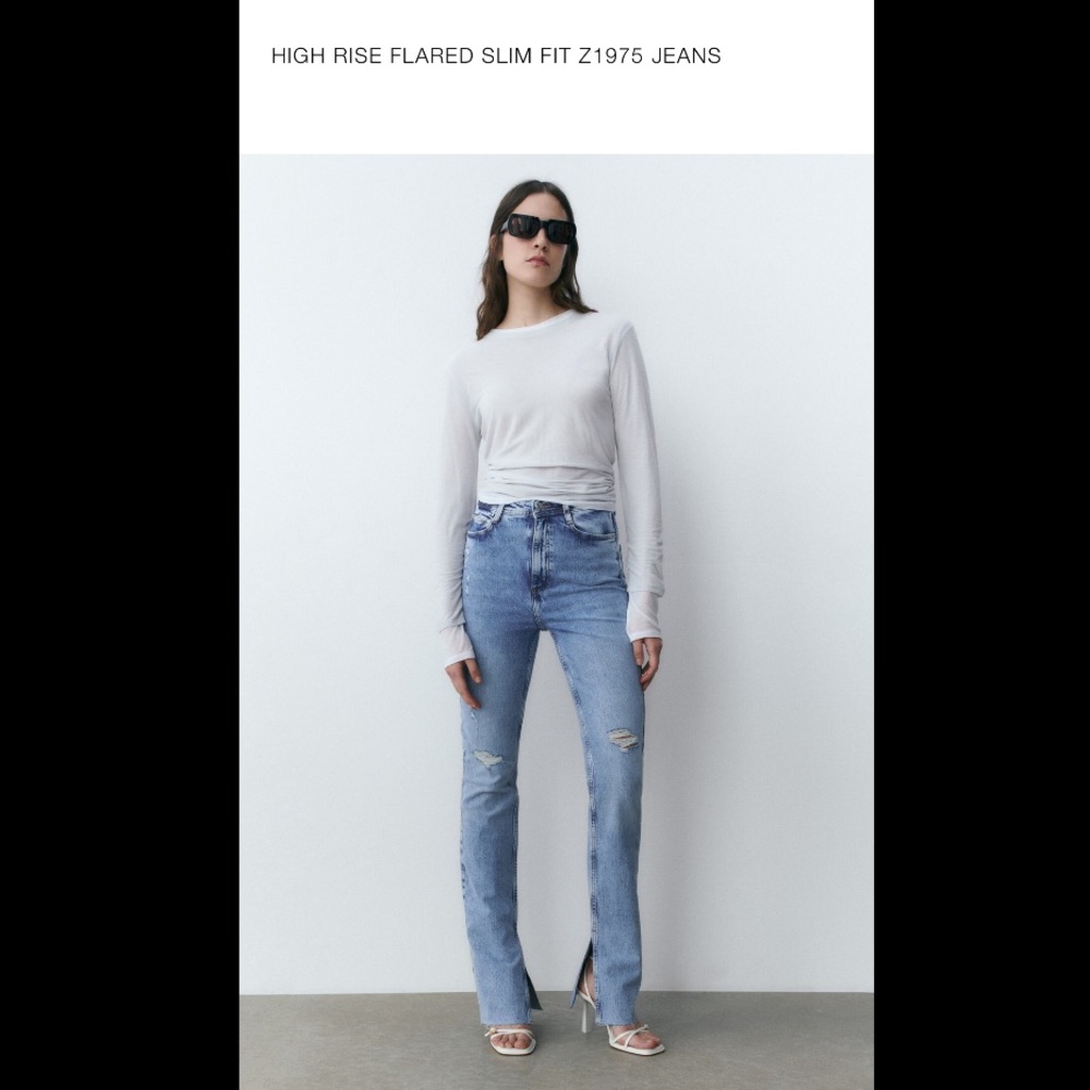 NWOT Zara flare split hem jeans 6